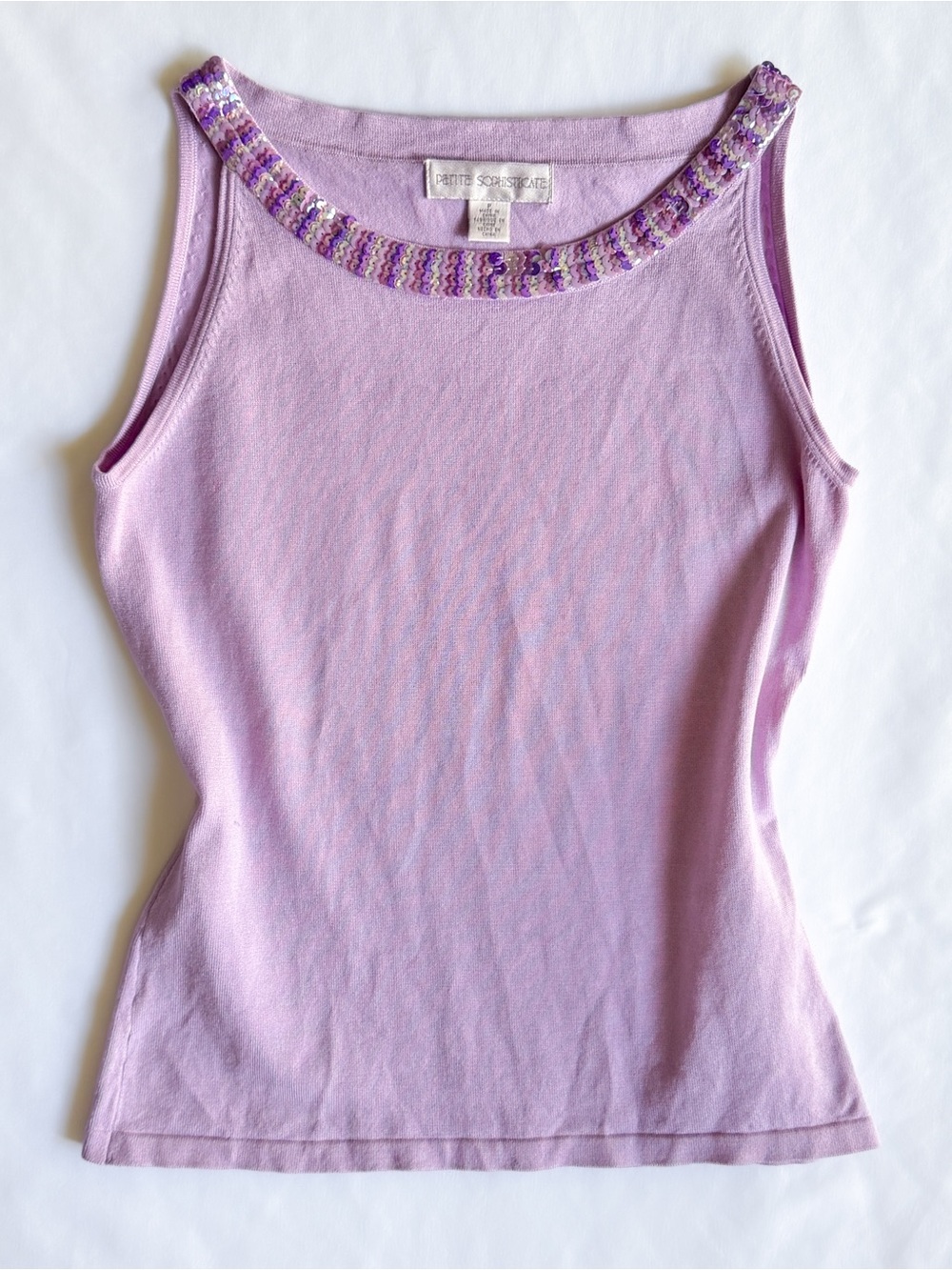 Vintage Y2K Silk Nylon Sequin Purple Tank Top